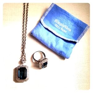 Vera Wang Blue Topaz Necklace & Ring